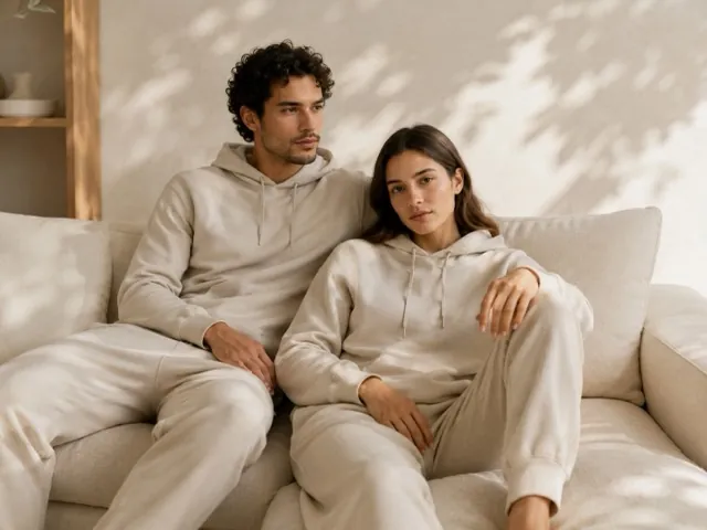 A pair in matching loungewear