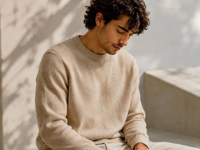 A crew-neck knit in daylight